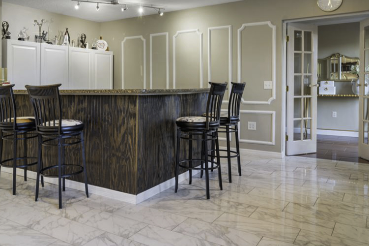 venue reception bar area with granite countertops