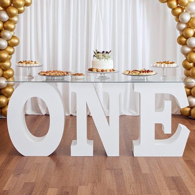 white number one first anniversary table letters for rent