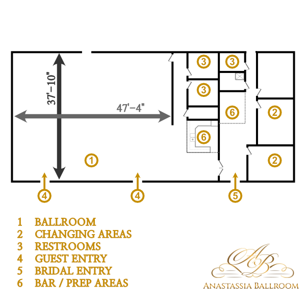 venue floor plan with room markup